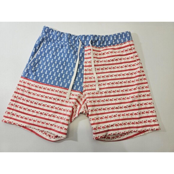 SLV Men's Medium Chubbies American Flag Flamingo Pineapple Sweatpants Shorts EUC - Picture 2 of 8